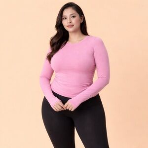 Blogilates Women's Twisty Long Sleeve Top Pink Size 1X